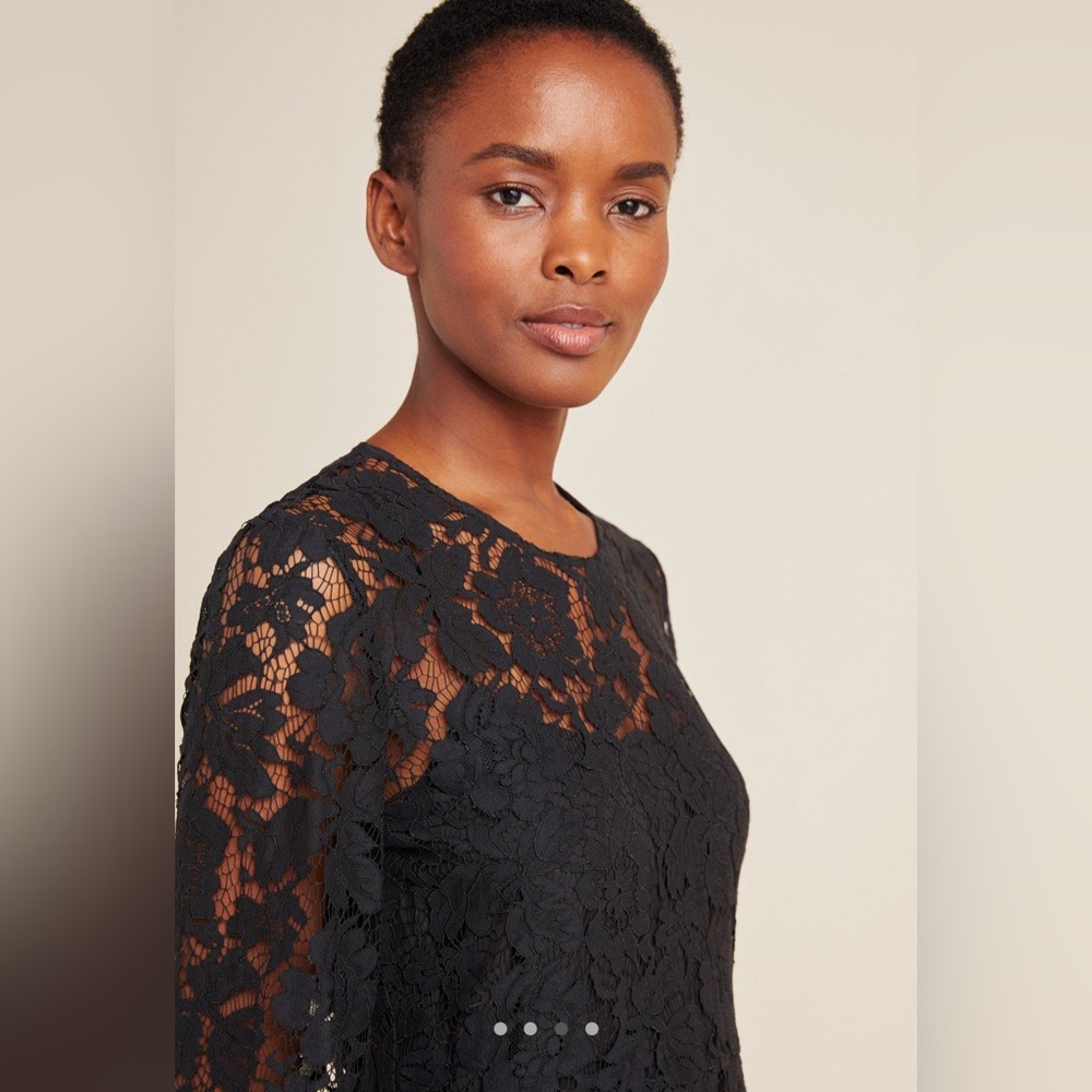 Anthropologie Mare Mare Persephone Black Lace Mini Dress Size Small - Picture 9 of 11